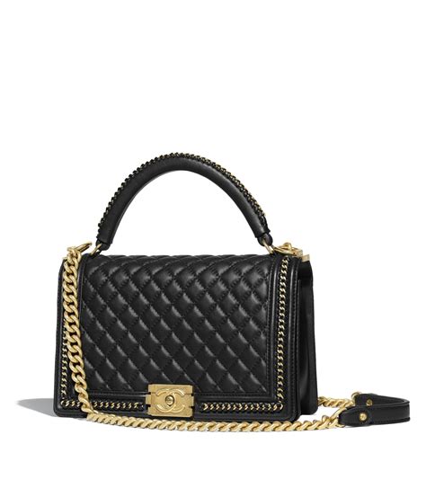 chanel boy black calfskin medium gold hw flap bag